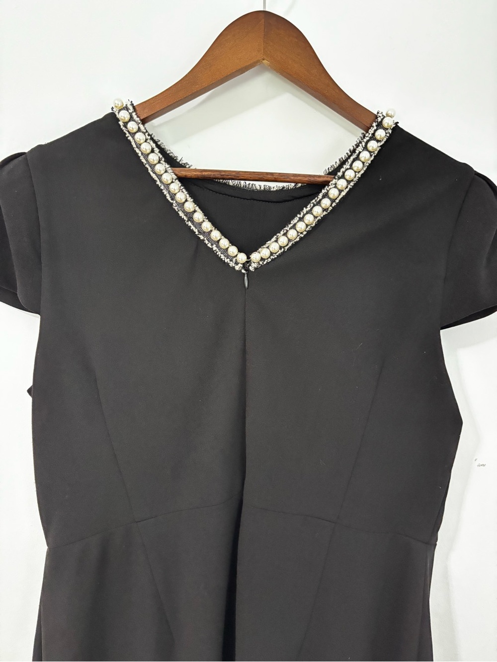 Betsey Johnson Black Pearl Beaded Neckline Dress Plus Size 16W Cocktail Party - Picture 6 of 13